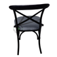BLACK CROSS BACK PADDED METAL DINING CHAIR