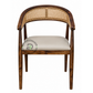 PREMIUM CANE BACK WOODEN ARMCHAIR WITH BEIGE CUSHION