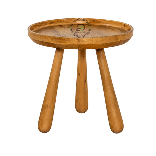 ROUND SOLID WOOD TRAY TOP COFFEE TABLE