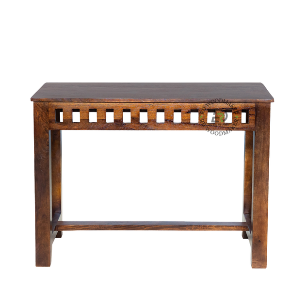 MODERN SOLID WOOD CONSOLE TABLE WITH GEOMETRIC CUTOUT APRON