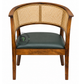 PREMIUM CANE BACK WOODEN DINING ARMCHAIR WITH GREEN CUSHION