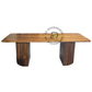 LARGE RECTANGULAR WOODEN DINING TABLE WITH FLUTED PEDESTAL LEGS