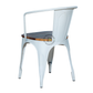 PREMIUM WHITE INDUSTRIAL METAL DINING CHAIR WITH SOLID WOOD SEAT