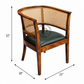 PREMIUM CANE BACK WOODEN DINING ARMCHAIR WITH GREEN CUSHION