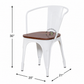 PREMIUM WHITE INDUSTRIAL METAL DINING CHAIR WITH SOLID WOOD SEAT