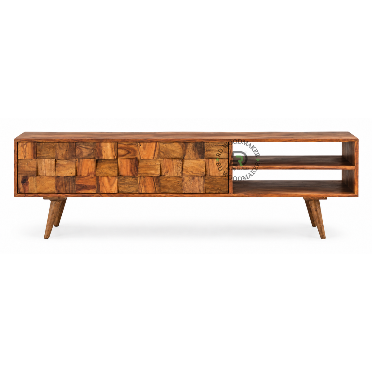 MOSAIC BLOCK-FRONT SOLID WOOD TV UNIT