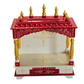 PREMIUM HAND-PAINTED IVORY & RED WOODEN HOME TEMPLE WITH OPEN SHRINE & DOUBLE STORAGE DRAWERS