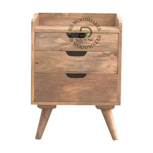 MODERN SOLID WOOD 3 DRAWER BEDSIDE TABLE