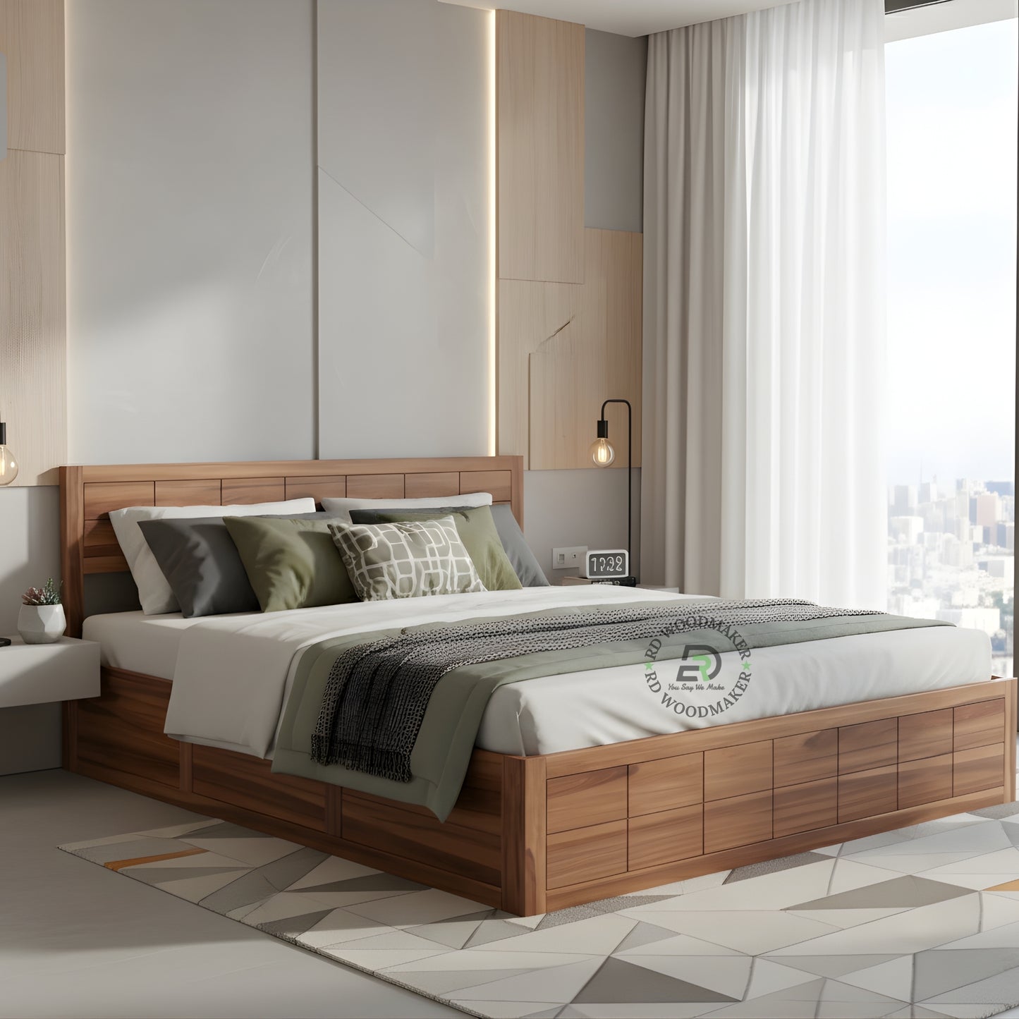 GRIDLINE STORAGE WOODEN BED