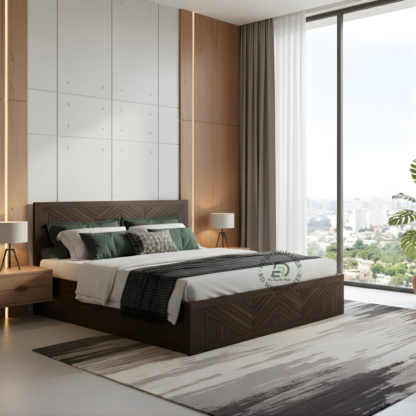 CHEVRON LUXE STORAGE WOODEN BED