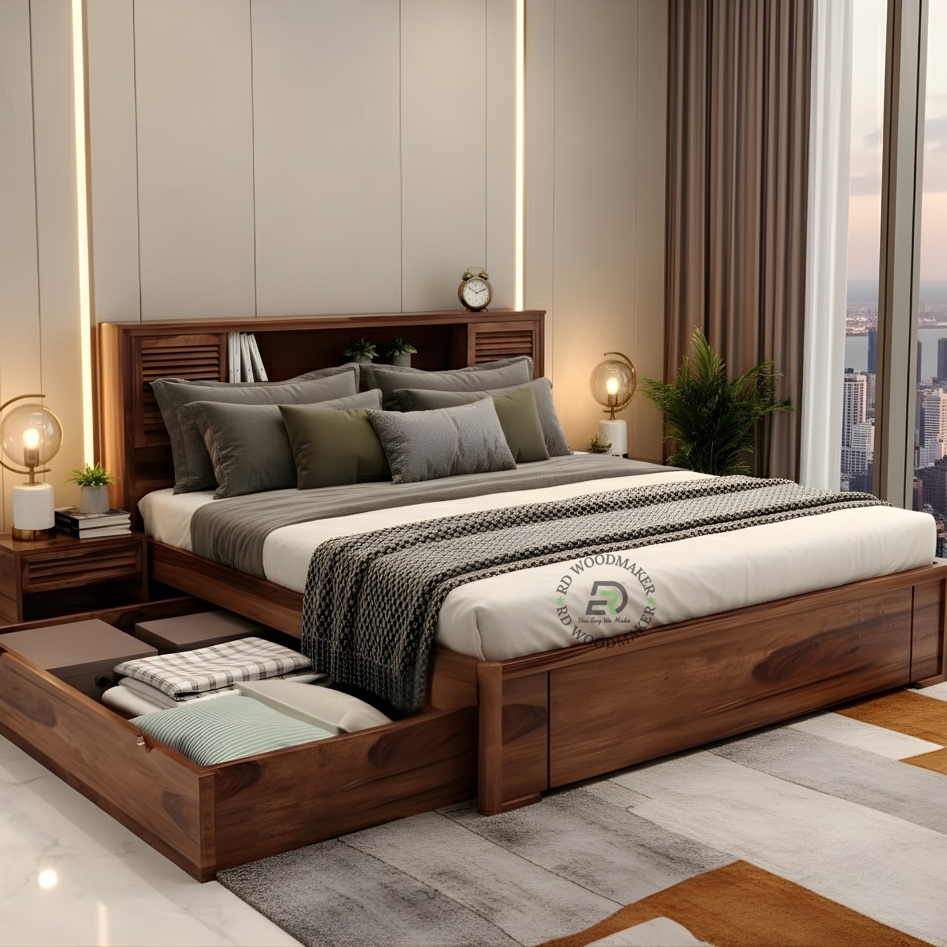 SMARTLINE STORAGE WOODEN BED
