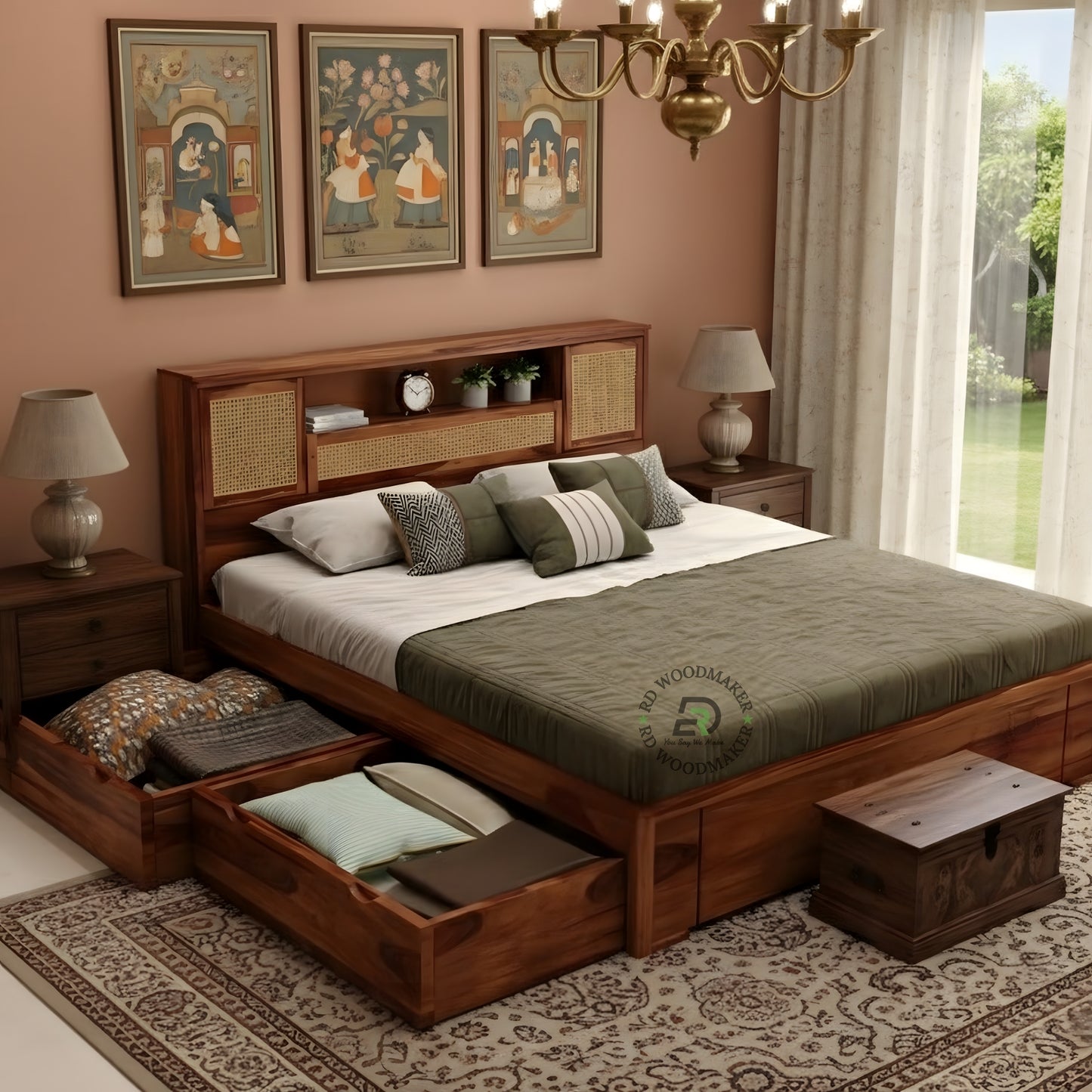 URBAN CANE STORAGE WOODEN BED