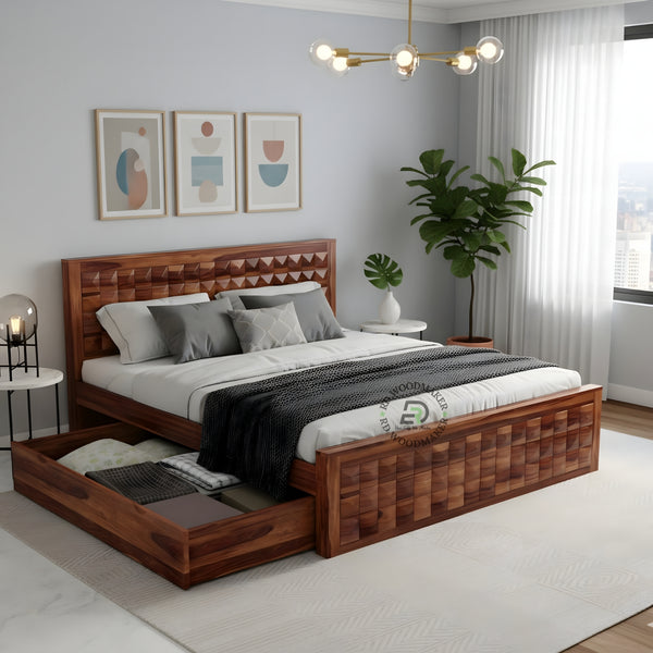 ROYAL GEOMETRIC STORAGE WOODEN BED