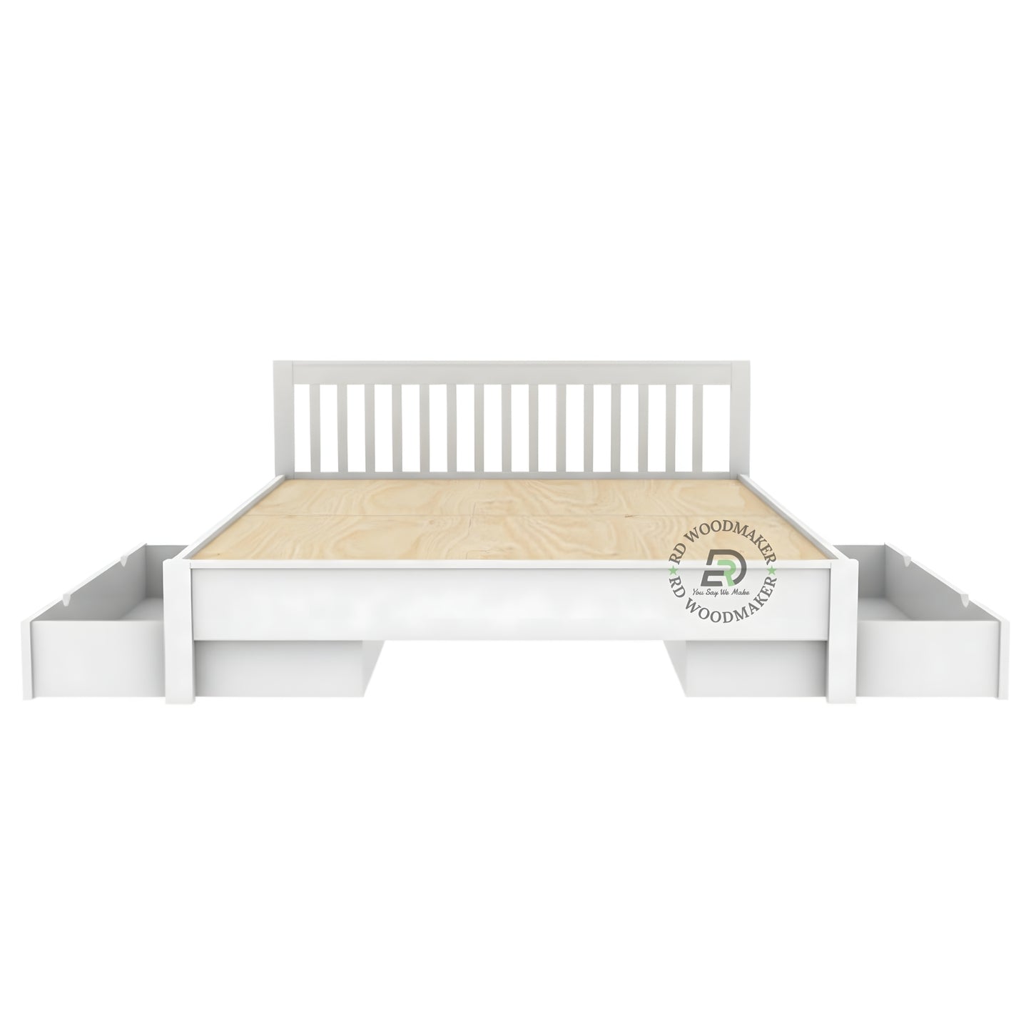 MODERN WHITE STORAGE WOODEN BED