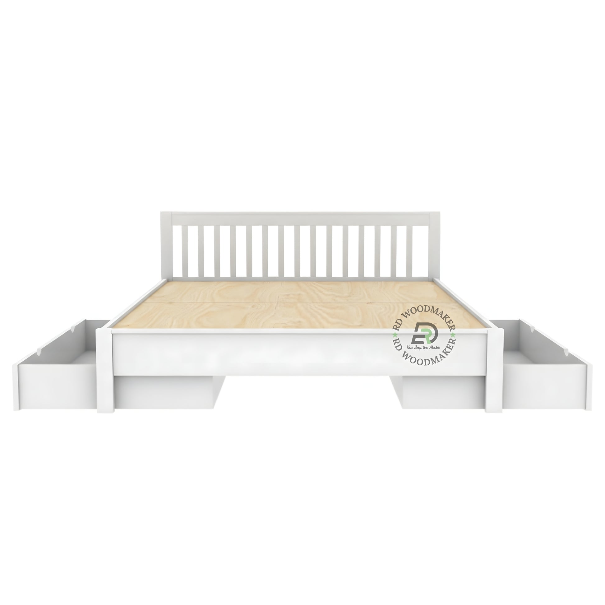 MODERN WHITE STORAGE WOODEN BED