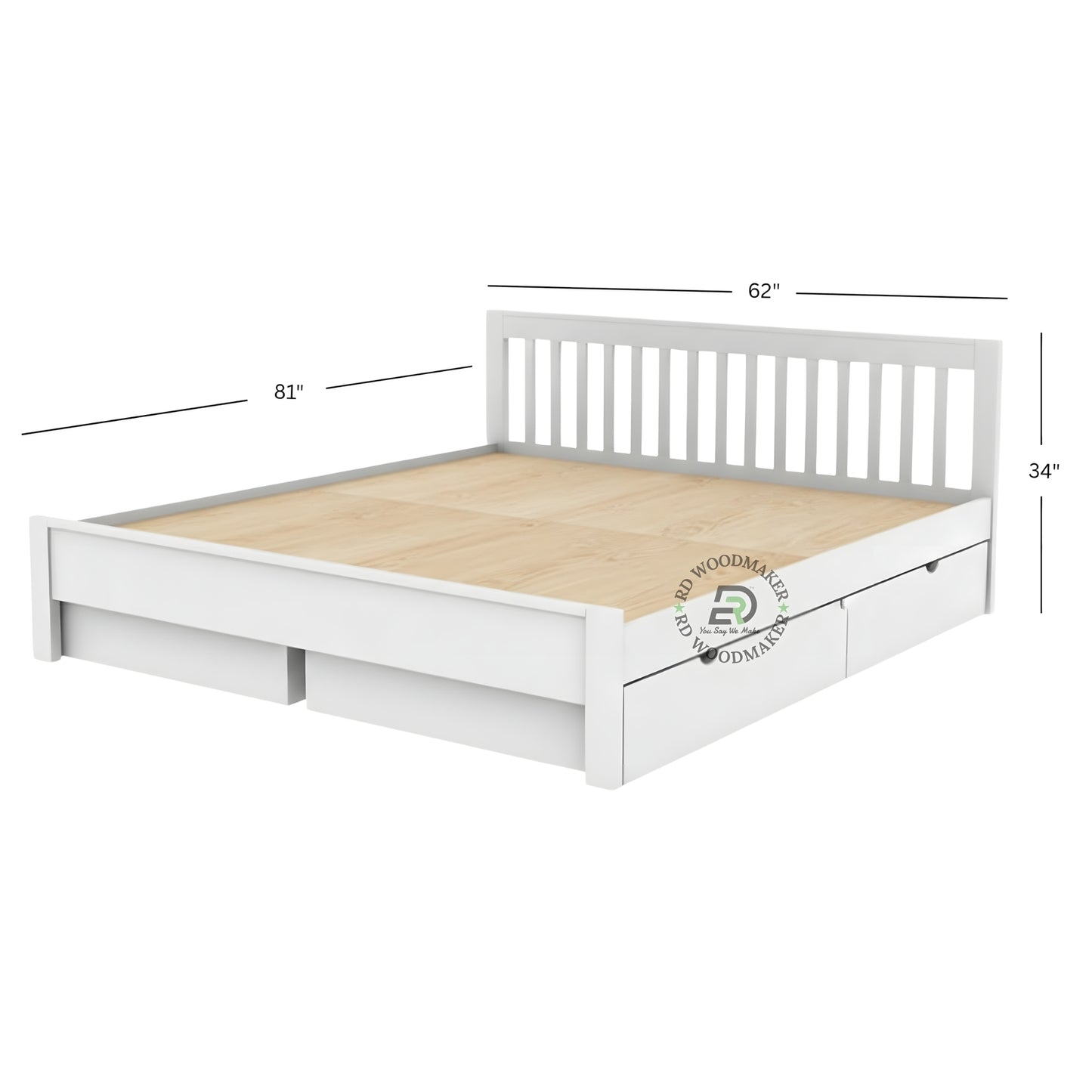 MODERN WHITE STORAGE WOODEN BED