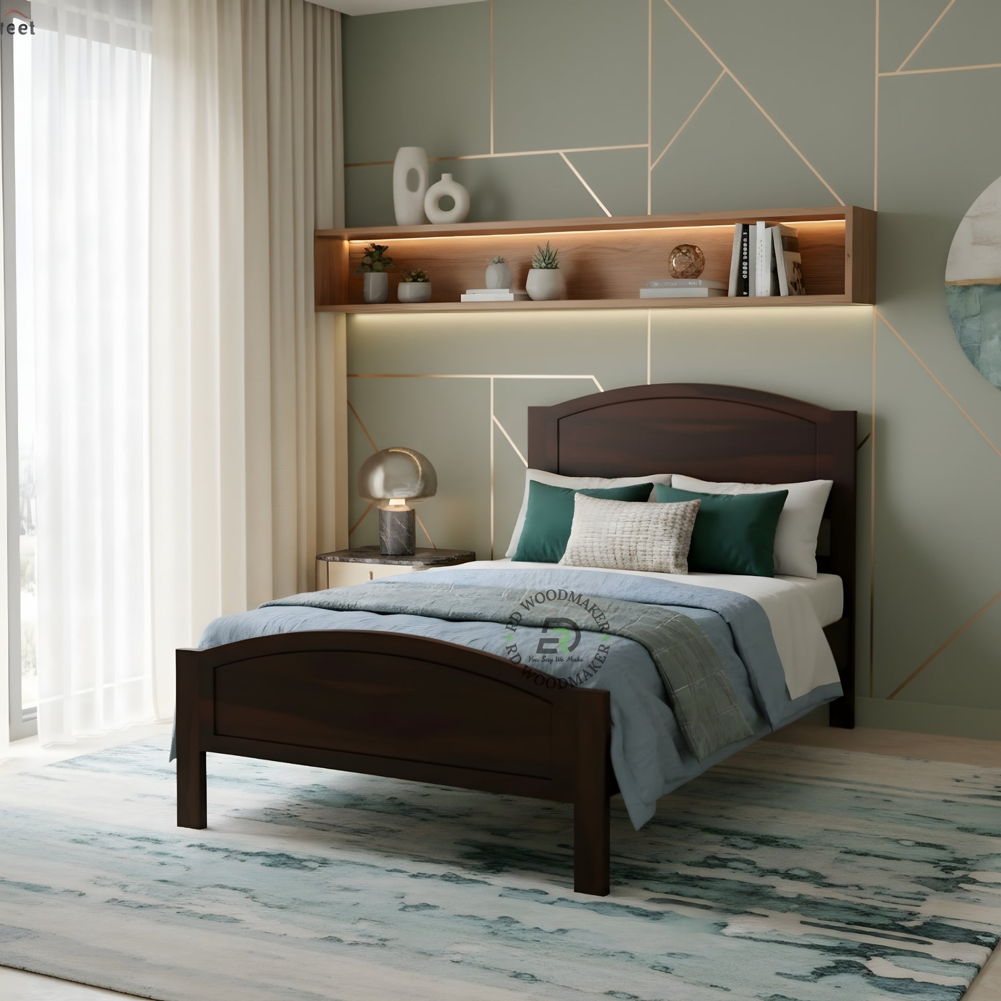 CLASSIC CURVE WOODEN SINGLE BED