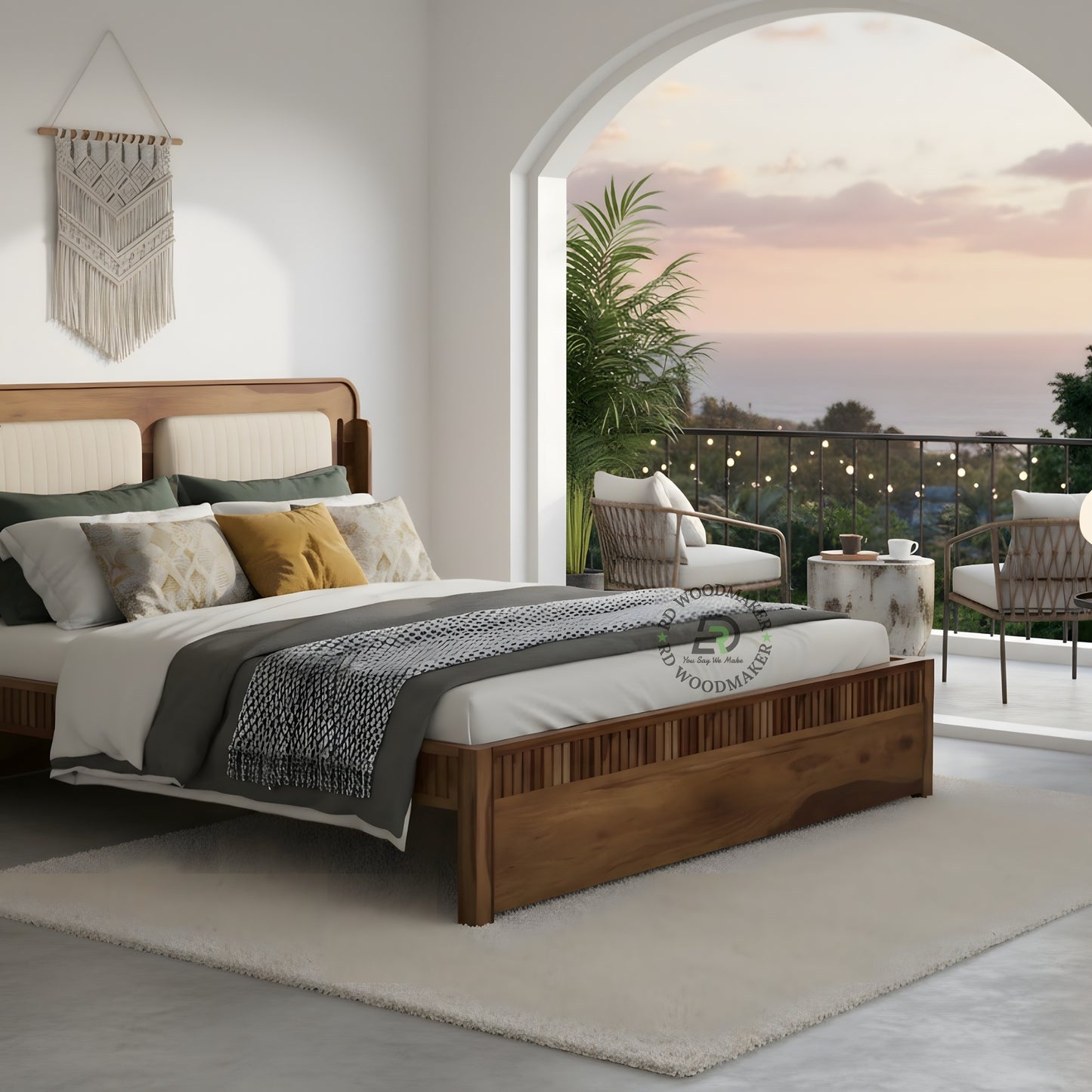 LUXURY UPHOLSTERED PANEL WOODEN BED