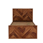 HERRINGBONE PATTERN WOODEN STORAGE BED WITH DRAWERS