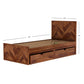 HERRINGBONE PATTERN WOODEN STORAGE BED WITH DRAWERS