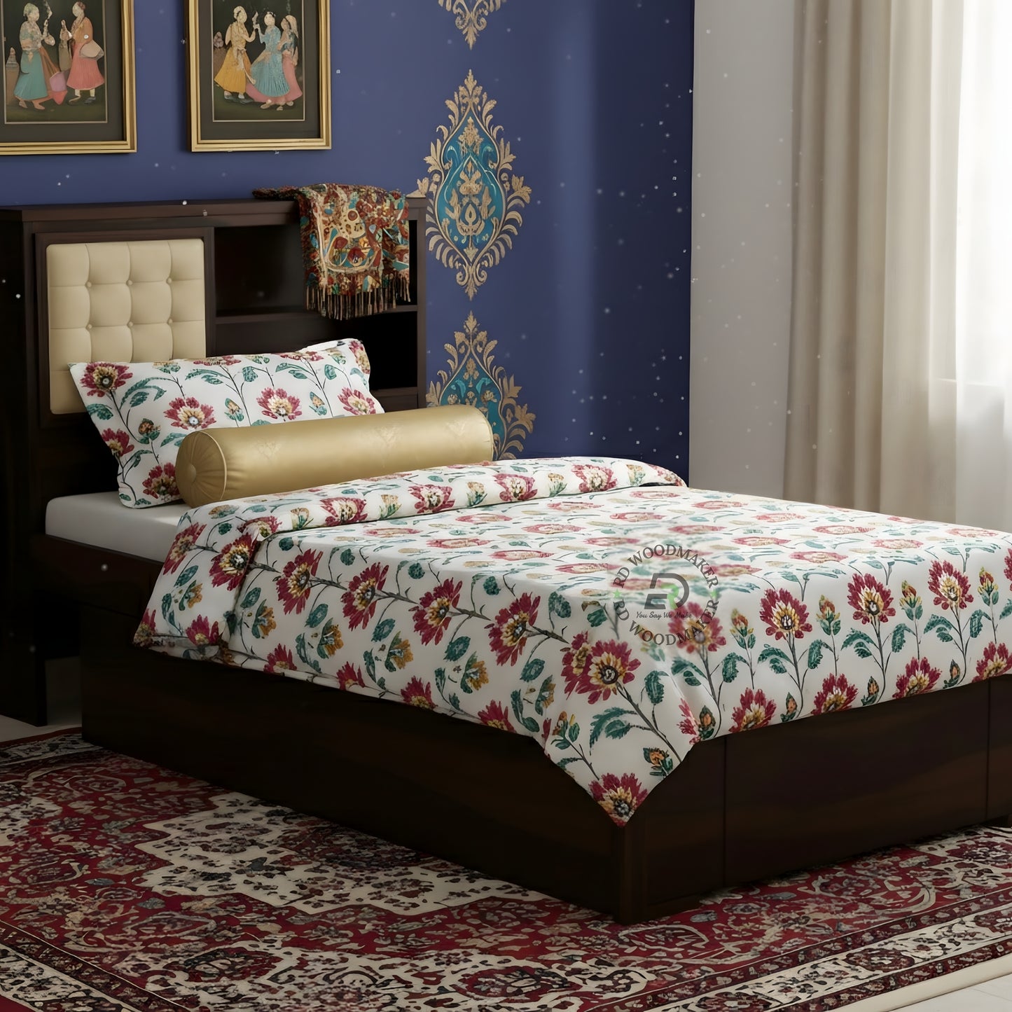 MODERN BOOKSHELF HEADBOARD STORAGE BED