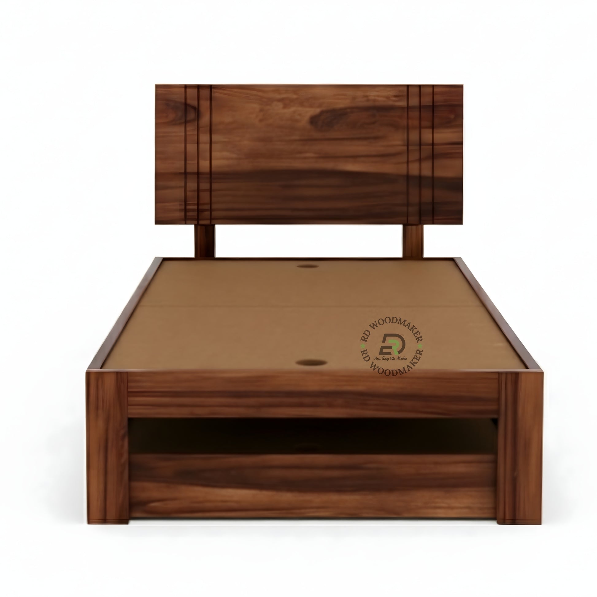 MINIMALIST PLATFORM WOODEN BED WITH FLOATING HEADBOARD