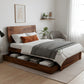 MINIMALIST PLATFORM WOODEN BED WITH FLOATING HEADBOARD