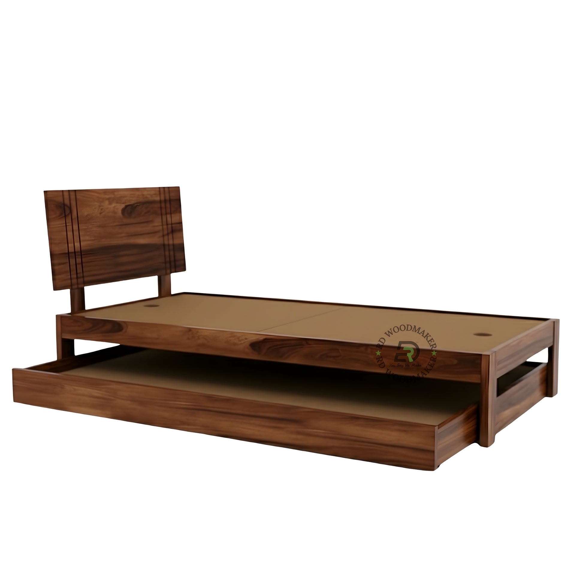 MINIMALIST PLATFORM WOODEN BED WITH FLOATING HEADBOARD