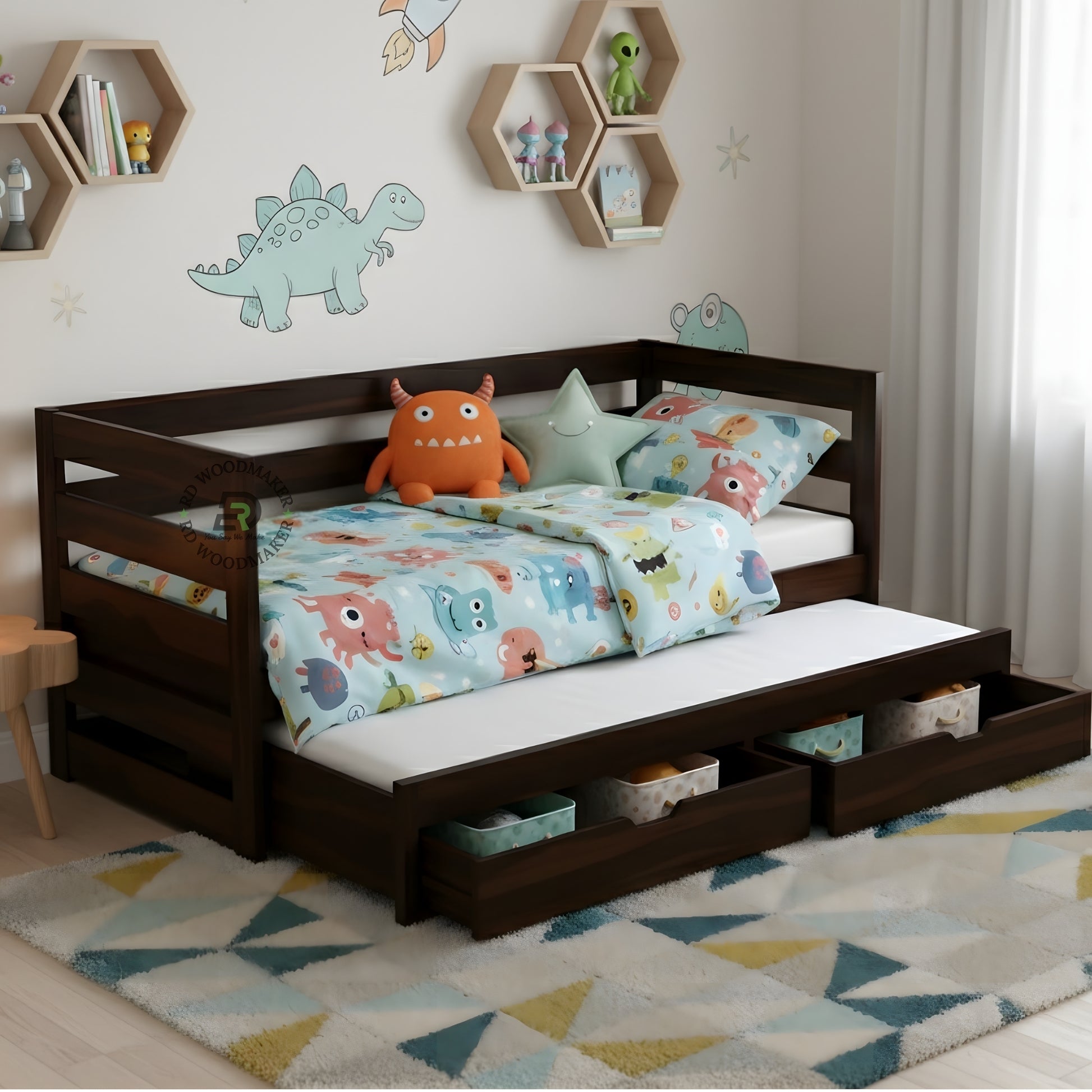 WOODEN DAYBED WITH STORAGE DRAWERS