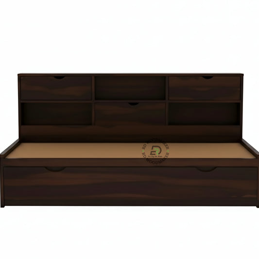 MULTI STORAGE WOODEN DAYBED WITH SHELVES