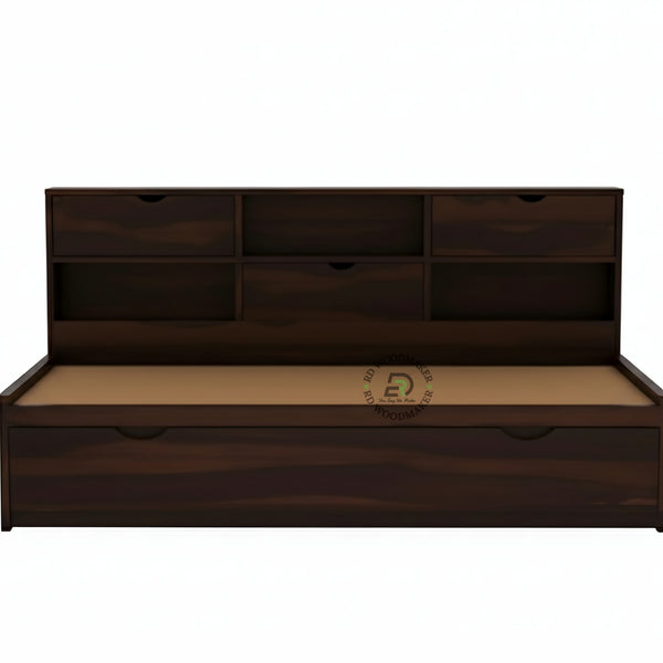 MULTI STORAGE WOODEN DAYBED WITH SHELVES