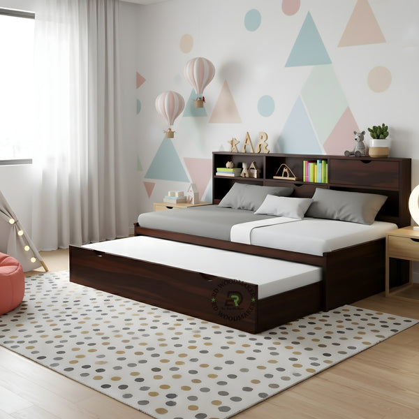 MULTI STORAGE WOODEN DAYBED WITH SHELVES