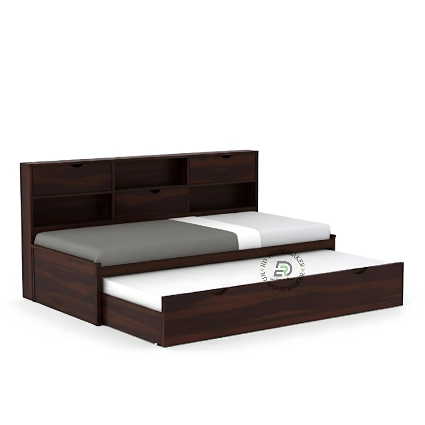 MULTI STORAGE WOODEN DAYBED WITH SHELVES