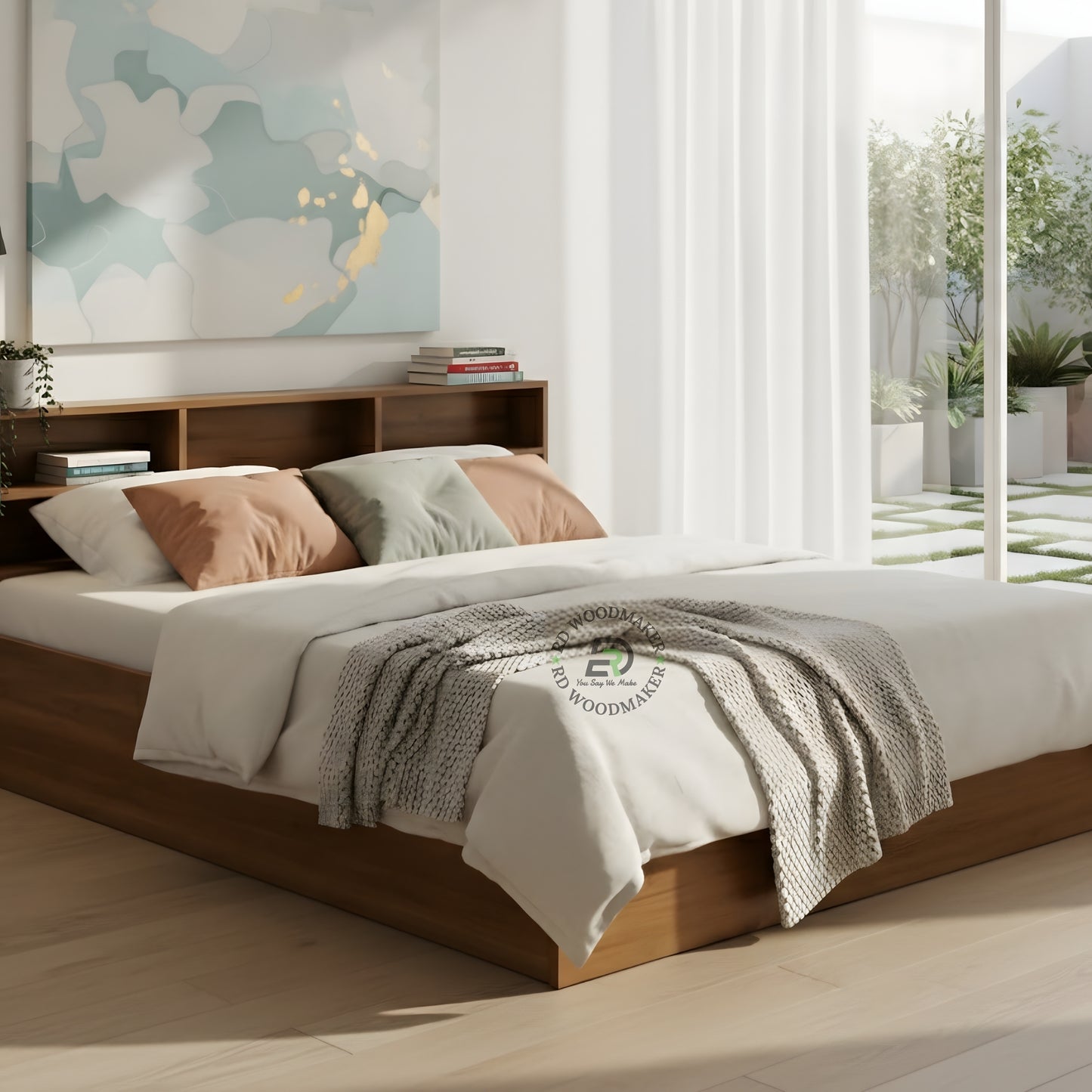 MODERN BOOKSHELF STORAGE PLATFORM BED