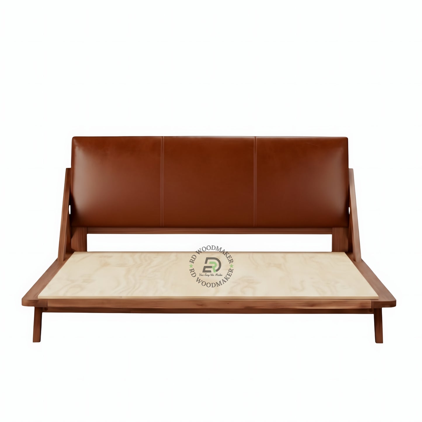 MID CENTURY MODERN UPHOLSTERED PLATFORM BED
