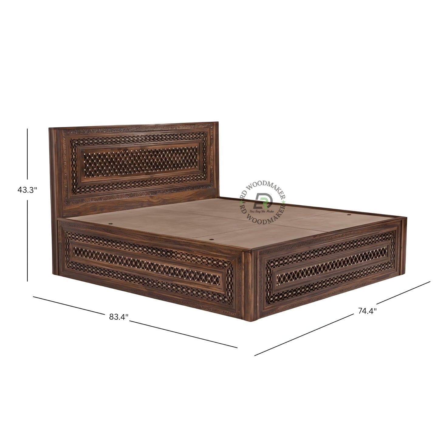 HANDCRAFTED CANE PANEL WOODEN BED