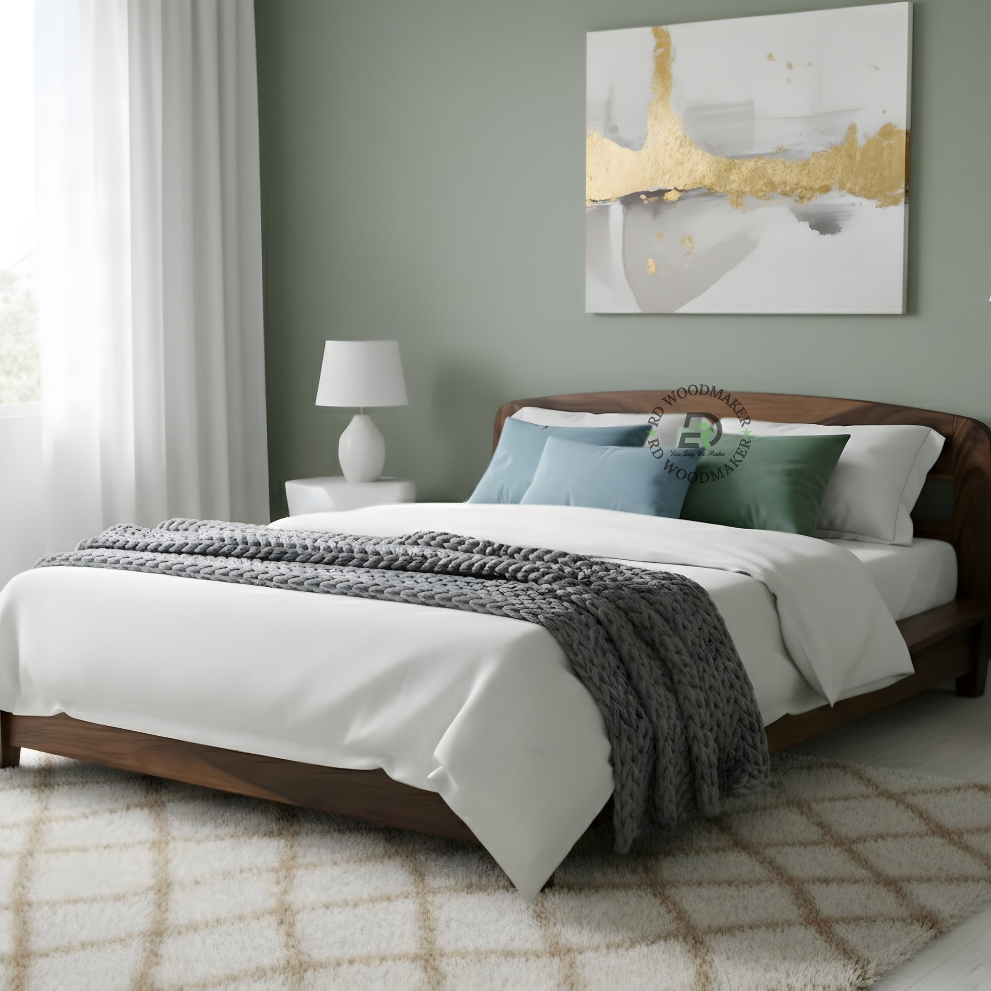 CURVED EDGE MODERN PLATFORM BED