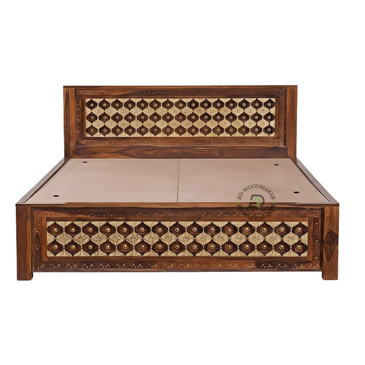 HANDCRAFTED INLAY PATTERN WOODEN BED