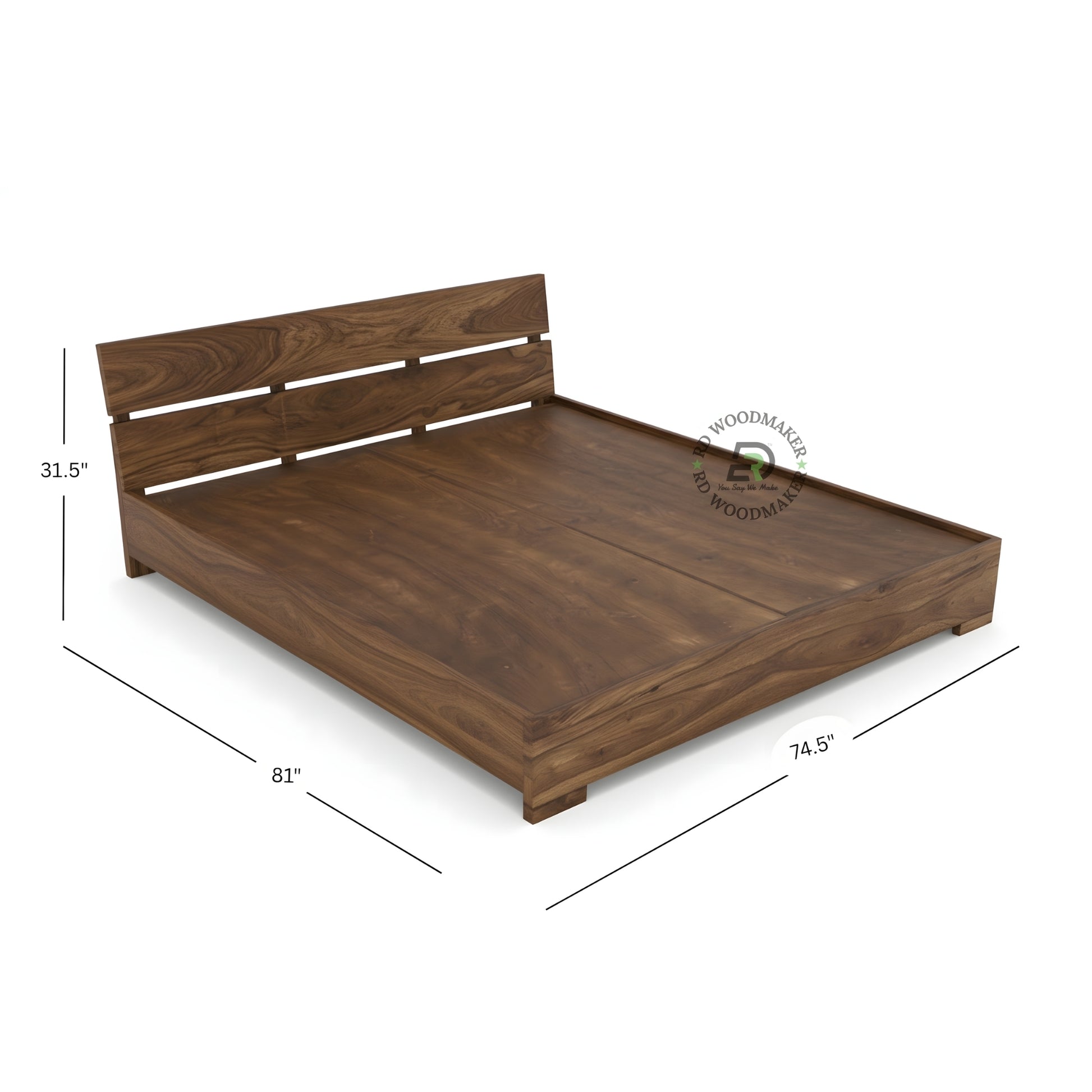 MODERN SLATTED WOODEN PLATFORM BED