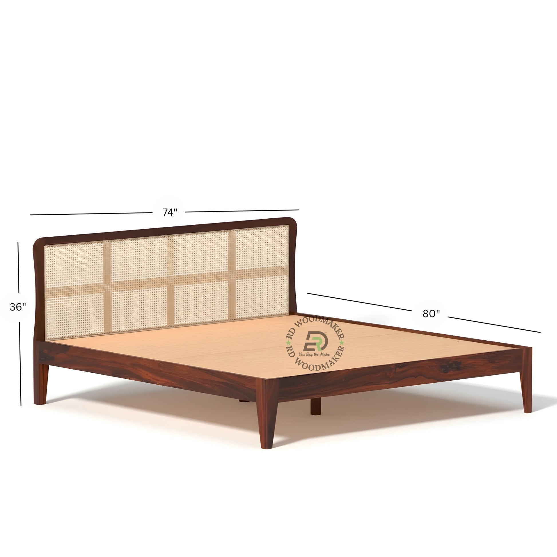 GRID CANE PANEL WOODEN BED