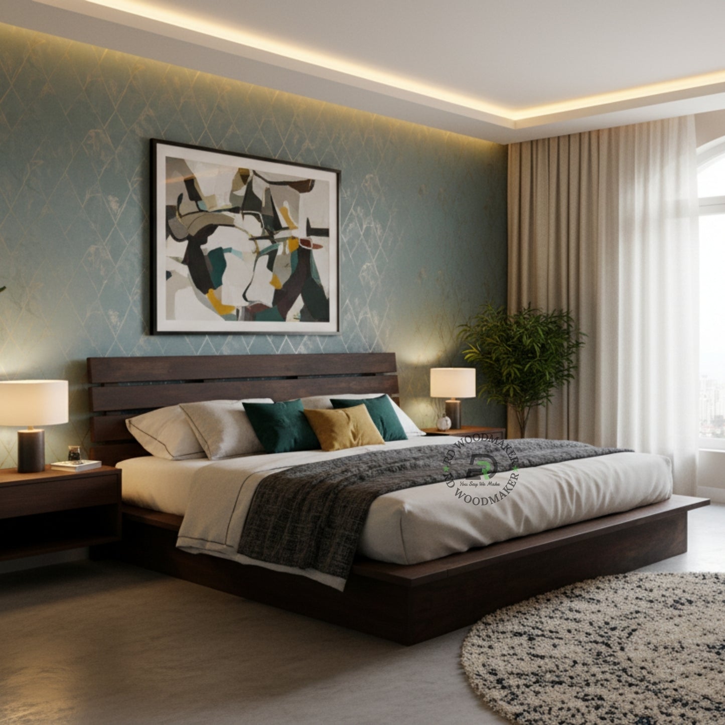 MODERN SLATTED PLATFORM BED