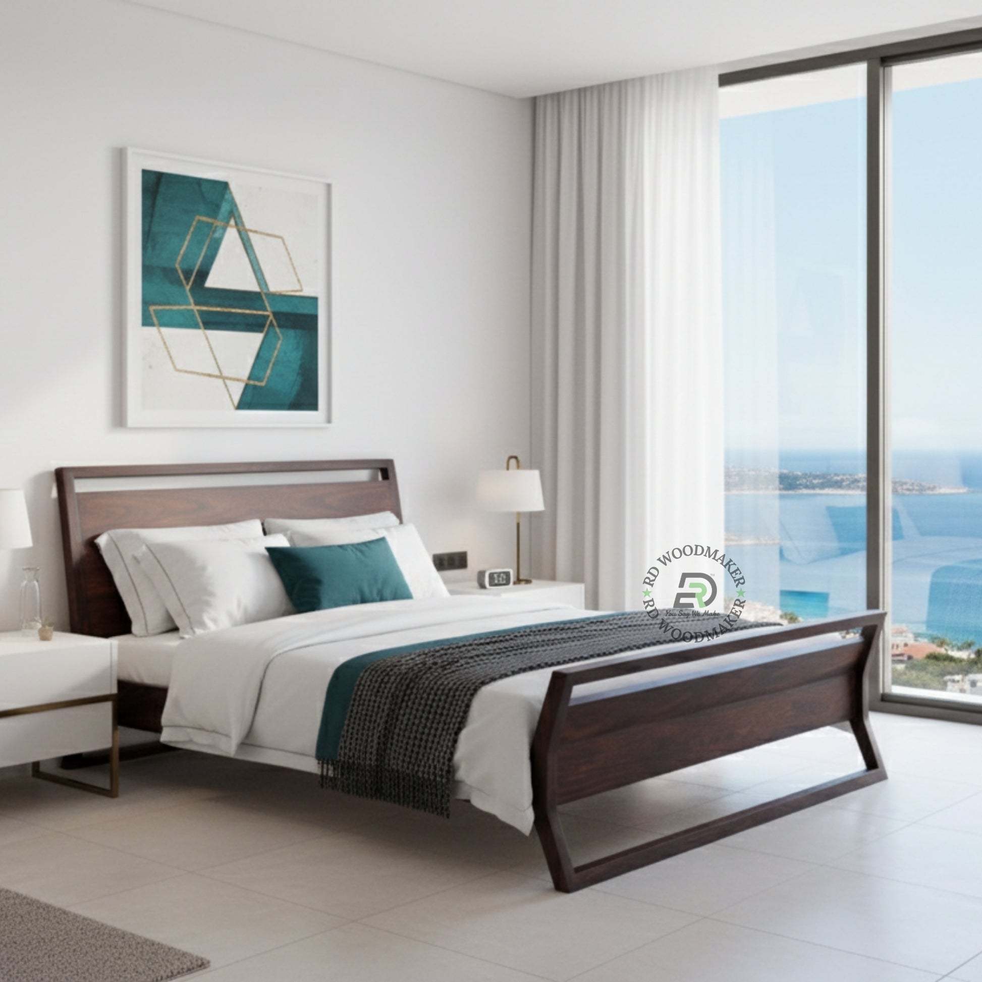 CONTEMPORARY OPEN FRAME WOODEN BED