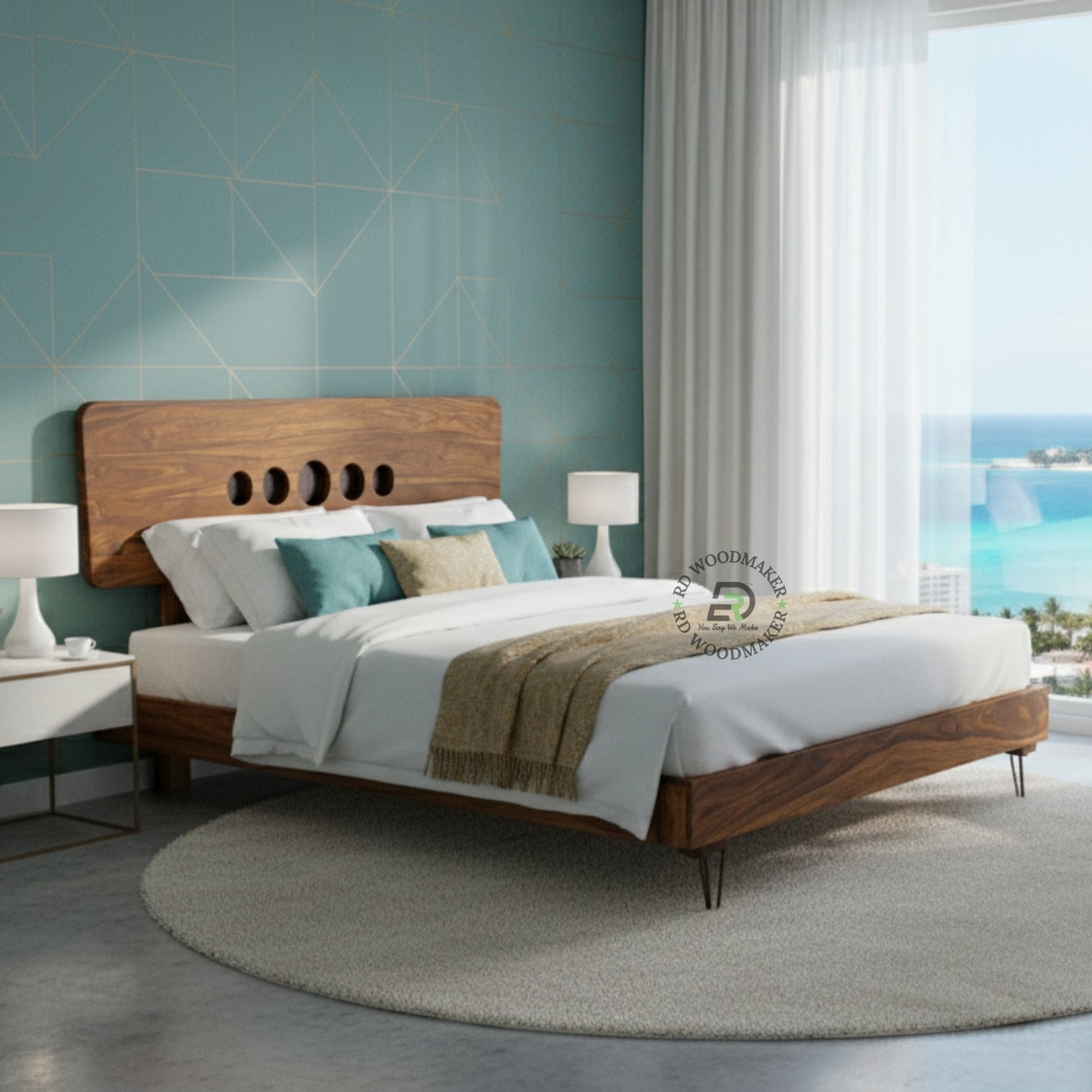 MODERN ROUND CUTOUT WOODEN BED