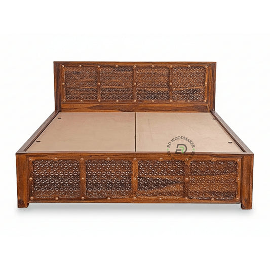 HANDCRAFTED JALI PANEL WOODEN BED