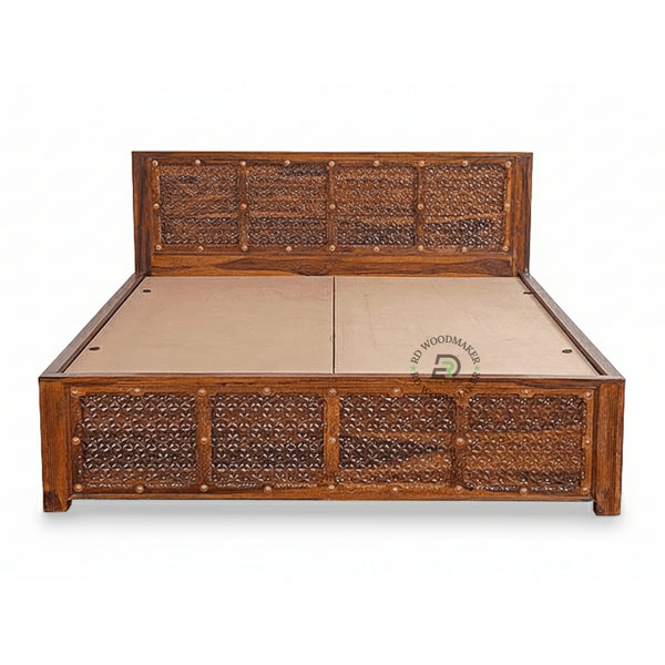 HANDCRAFTED JALI PANEL WOODEN BED