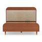 MID CENTURY UPHOLSTERED WOODEN BED WITH CURVED FRAME