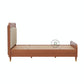 MID CENTURY UPHOLSTERED WOODEN BED WITH CURVED FRAME
