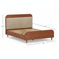 MID CENTURY UPHOLSTERED WOODEN BED WITH CURVED FRAME
