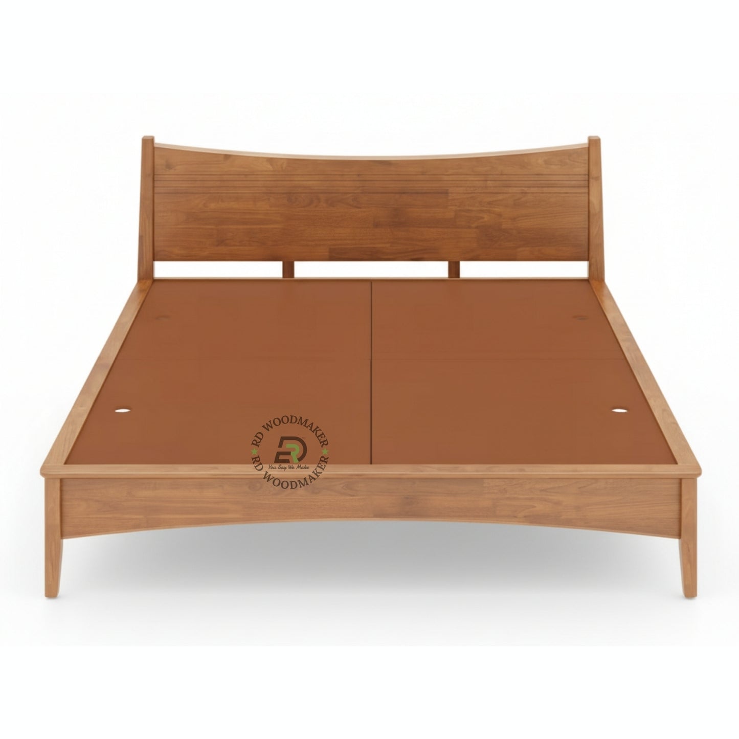 MINIMAL CURVED WOODEN PLATFORM BED WITH MODERN HEADBOARD