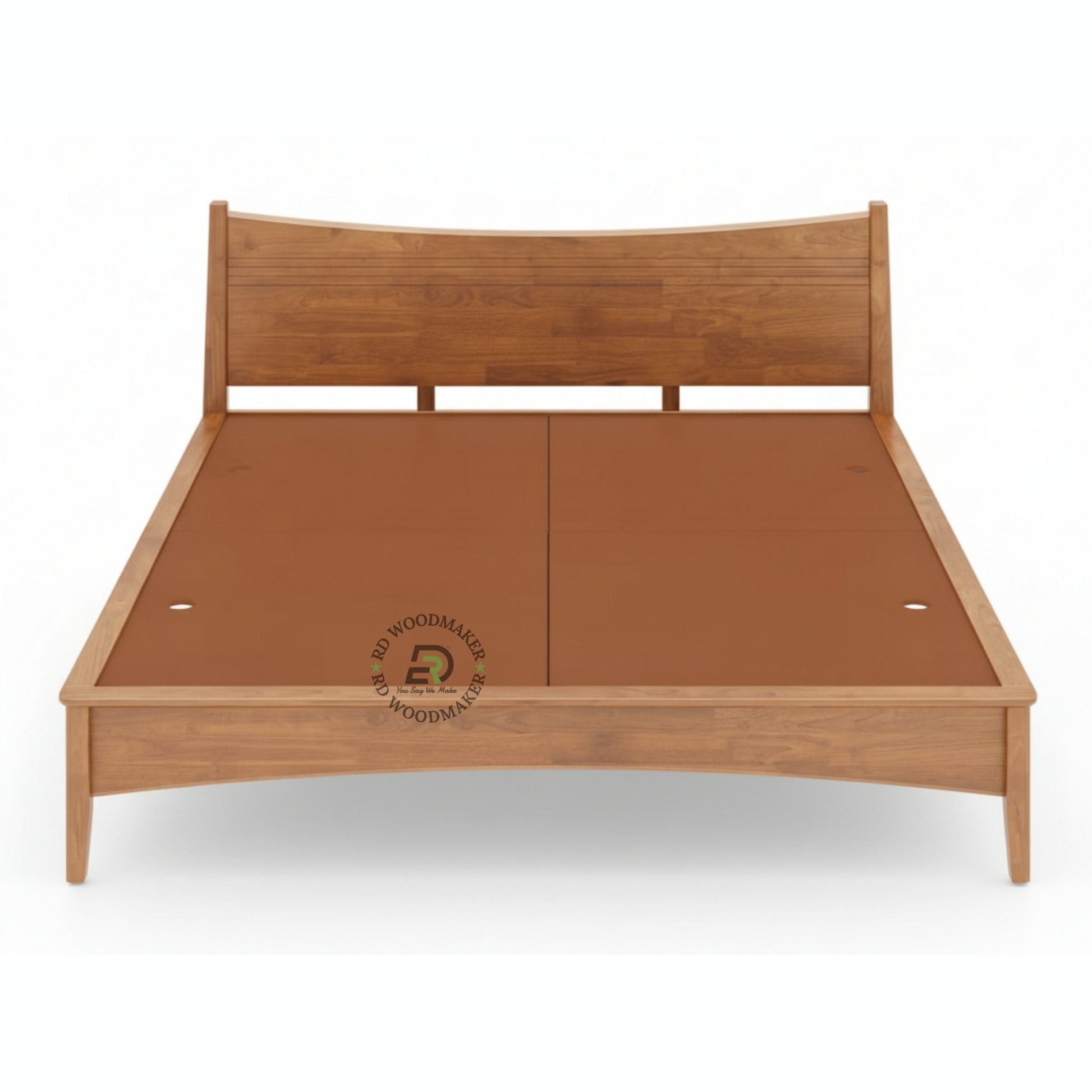 MINIMAL CURVED WOODEN PLATFORM BED WITH MODERN HEADBOARD